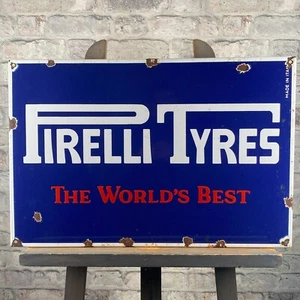 Pirelli Emailschild 23,6x15,7x0,4" (60x40x1cm) selten schön Pneu Auto Garage Beschilderung - Bild 1 von 24