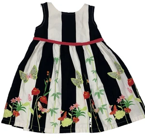 Vintage Gymboree Girls 12-18 Months Tropical Paradise Black Striped Floral Dress - Picture 1 of 6
