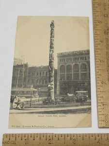 INDIAN TOTEM POLE, Seattle - Lowman & Hanford Co - POST CARD - #1765 - Picture 1 of 5