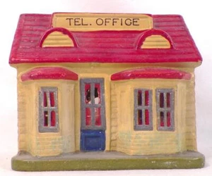 Telephone Office Railroad Christmas Putz Compo Plaster Yelliow HO Japan #21 - Picture 1 of 6
