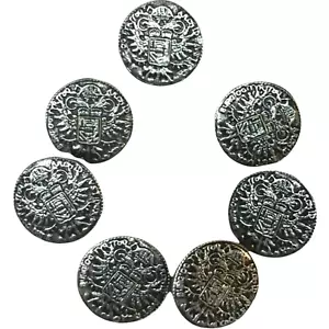 7 Silver Tone Archid Avst Dux Burg Co Tyr 1780 Buttons Approx 11/16" Reenactment - Picture 1 of 5
