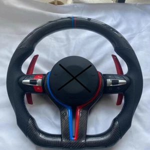 Real Carbon Fiber Leather Steering Wheel for BMW M2 M3 M4 F20 F32 F80 F15 F83 - Picture 1 of 5