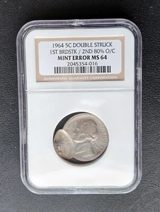 AWESOME BROADSTRUCK DOUBLESTRUCK 1964 Nickel NGC MS64 BEAUTY PICTURES INCLUDED - Picture 1 of 4