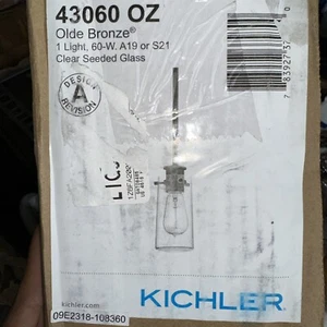 Kichler Lighting 43060 OZ Olde Bronze Mini Pendant Light Clear Seeded Glass 60-W - Picture 1 of 2