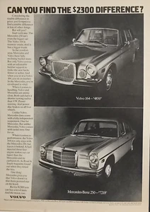 1972 Volvo 164 Mercedez Benz 250 Automobile Car Print Ad - Picture 1 of 1