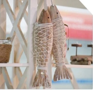 Handgefertigte maritime Ornament Holz Fisch hängende Wand Wohndeko - Bild 1 von 5