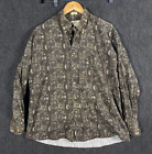 Natural Issue Peached Mens Large Long Sleeve Button Down Shirt Brown Paisley 90s