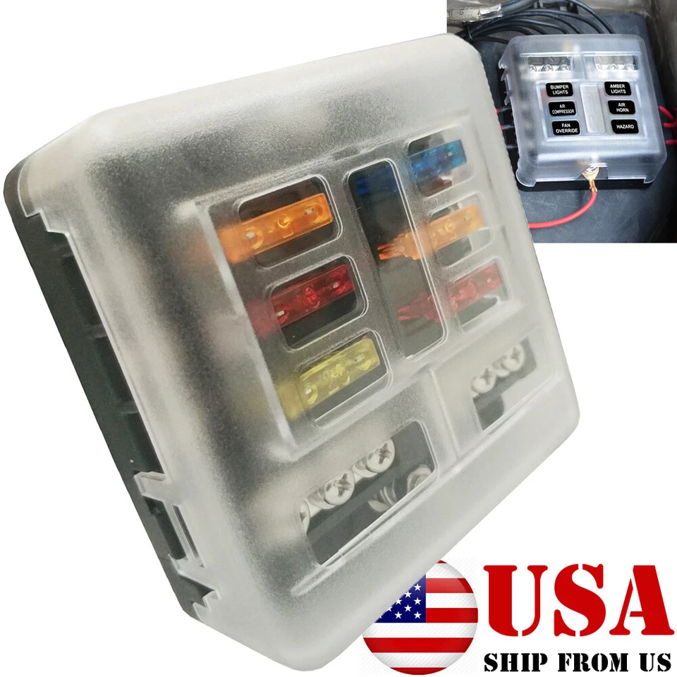 6-Way 12V/32V Auto Marine Car Power Distribution Blade Fuse Holder Box Block US☆ - Image 1 of 4