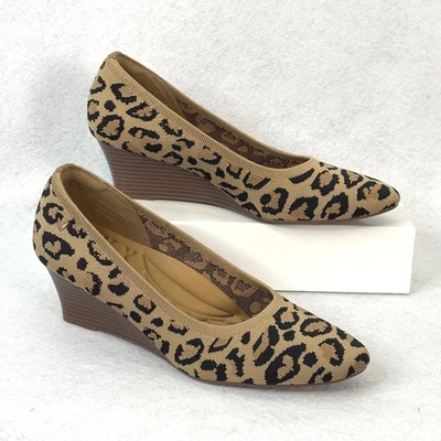 Zapatos de tacón de cuña tejidos con estampado de leopardo Vivaia para mujer talla 41/US 10 cómodos informales Foto 1 de 4