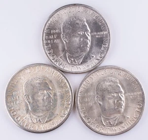 1946 PDS Booker T Washington Commemorative Half Dollars Silver x3  - Picture 1 of 2