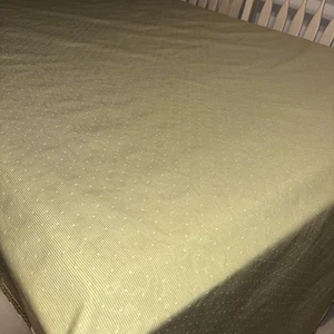 TABLECLOTH RAW EDGE 56 WX  100 L POLYESTER COTTON BLEND Green Stripe Dots - Picture 1 of 12