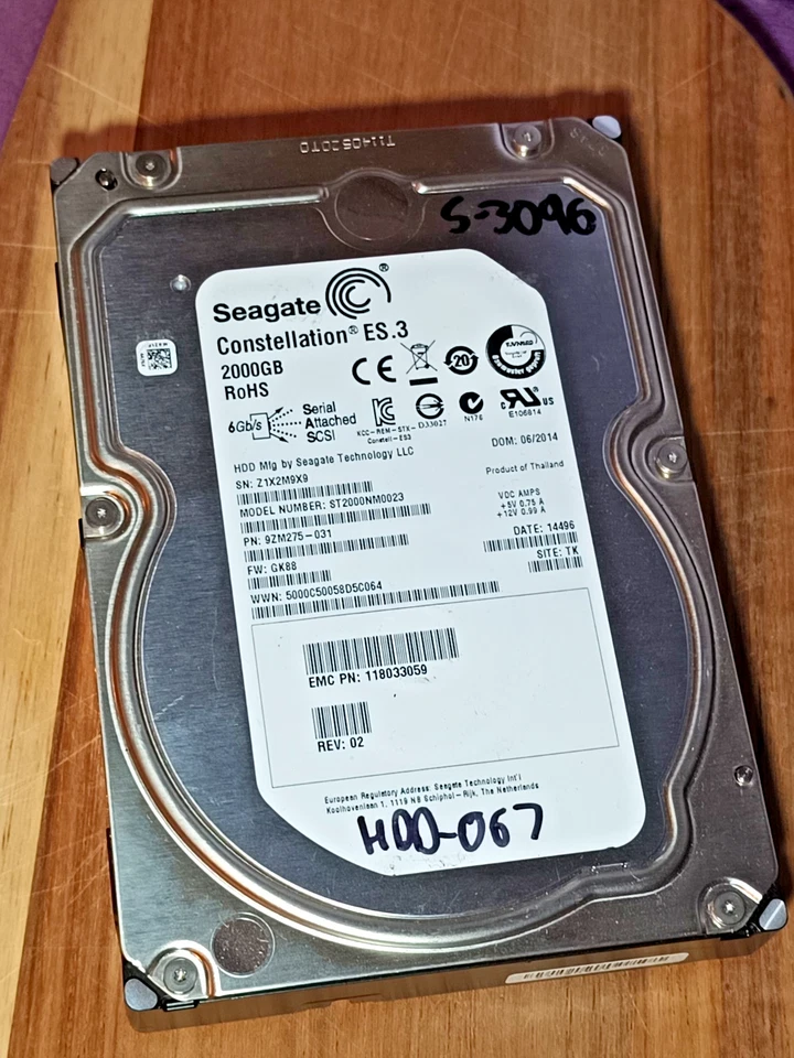 Seagate Constellation ES.3 ST2000NM0023 2TB 3.5" SAS 7.2K Hard Drive - Image 1 of 1