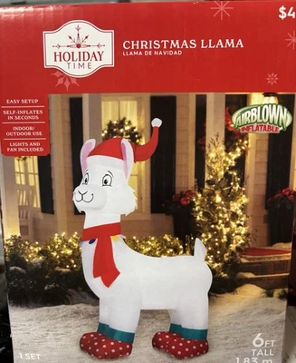 Holiday Time 6 ft Christmas Llama Airblown Inflatable New - Image 1 of 3