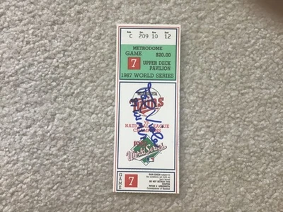 Boleto de los Mellizos de Minnesota Juego 7 Serie Mundial 1987 firmado por el Jugador Más Valioso Frank Viola Foto 1 de 2