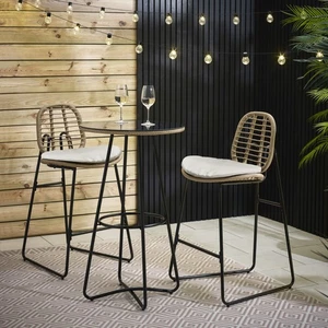 **Seconds** Belize Beige Rattan Outdoor Bar Set & Cream Cushions - Picture 1 of 6