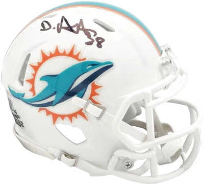Minicasco de velocidad blanco firmado automáticamente por De'Von Achane Miami Dolphins Beckett Witness Foto 1 de 4