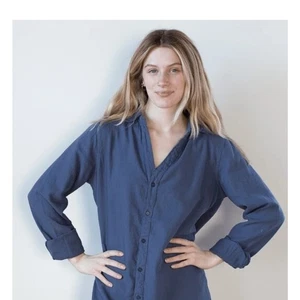 CP Shades S Button Down Shirt grau V-Ausschnitt Langarm Kragen Bluse Oberteil - Bild 1 von 6