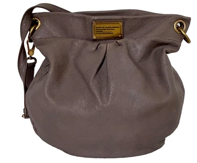 Marc by Marc Jacobs Classic Q Hillier Pebble Cow Leather Hobo Bag Gray Shoulder - Image 1 of 4