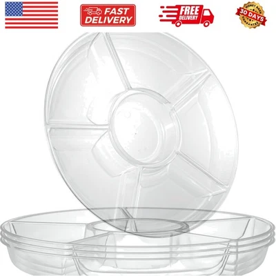 6 bandejas/platos de plástico redondos seccionales transparentes paquete de 2 Foto 1 de 4