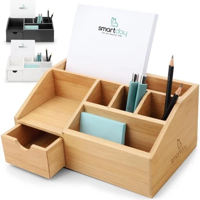 Schreibtisch-Organizer aus Holz mit Schublade - Stiftebox, Schreibtischablage... - Bild 1 von 4