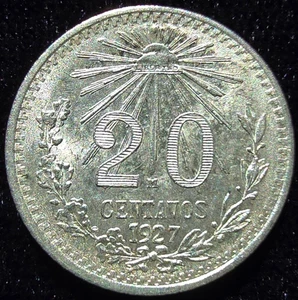 1927 Mexico 20 Centavos BU KM 438 (A068) - Picture 1 of 2