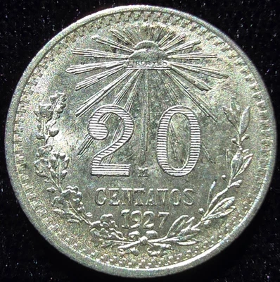 1927 Mexico 20 Centavos BU KM 438 (A068) - Image 1 of 2