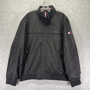 Tommy Hilfiger Jacke Herren Large Schwarz Windbreaker Wasserabweisend Full Zip Logo - Bild 1 von 7