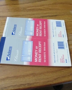 2 Vintage offizieller Geldbeleg mit Stub Adams 9141 Made in USA Money Rent Paper - Bild 1 von 5