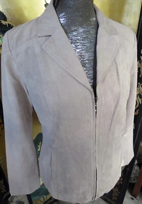 Chaqueta para mujer Studio Works Petite marrón imitación gamuza cremallera completa 10P nueva con etiquetas Foto 1 de 4