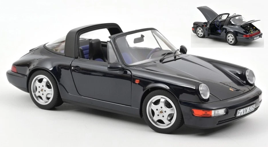 Porsche 911 Carrera 4 Tipo 964 Targa 1990-94 Blu Metallo 1 18 Norev 187340