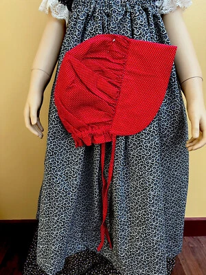 全新 Girls Colonial Pioneer Prairie Western 服装 围裙 Bonnet 带连衣裙 — 第 1/2 张图片