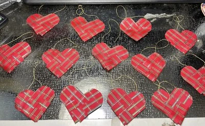 Enfeite de Natal xadrez vintage conjunto de 15 tecidos estrela árvore coração - Imagem 1 de 4