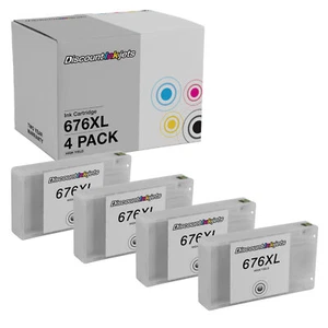 Reman Ink Cartridge 4 PK for Epson T676XL120 T676XL Black Workforce WP-4020 - Picture 1 of 7