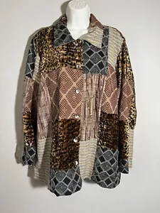 Stonebridge Patchwork Animal Print Button Up Jacket Size 1X - Picture 1 of 7
