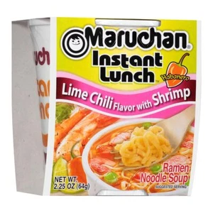 (12 Pack) Maruchan Instant Lunch, Lime Chili Shrimp Ramen Cup Noodle Soup, 64g - Picture 1 of 4