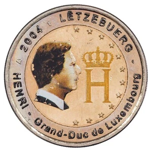 Luxembourg - 2 euros colorisée 2004 monogramme du Grand-Duc Henri de Luxembourg - Imagen 1 de 2