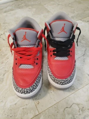 Nike Air Jordan 3 Retro Red Cement Fire Shoes Sneakers 6.5Y Basketball - Image 1 of 4