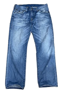 True Religion Ricky Relaxed Straight Jeans Size 34 Flap Pockets Distress - Picture 1 of 13