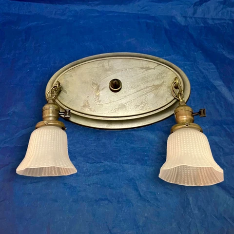 Rewired Single Semi Flush Two Socket light Fixture beautiful Finish 3F Cover