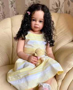 30" Reborn Baby Doll Hand-Rooted Black Curly Hair Realistic Toddler Girl Gift - Picture 1 of 3