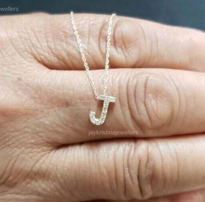 Colar de ouro personalizado feito à mão pingente de berloque letra alfabeto ouro maciço 14k - Imagem 1 de 3