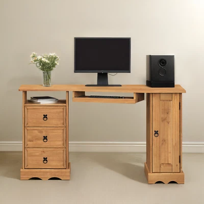 Corona Corner Computer Desk Office Table Mexican Solid Pine by Mercers Furniture - Image 1 of 4