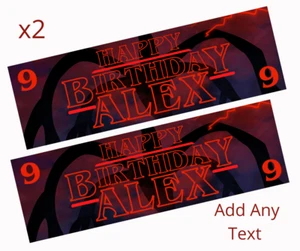 2x Personalised STRANGER THINGS Theme Birthday Banner LARGE Party Poster - Picture 1 of 1