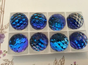 Swarovski #4861 Fire ball Bermuda Blue multi faceted Flat bottom Single 18mm - Picture 1 of 10