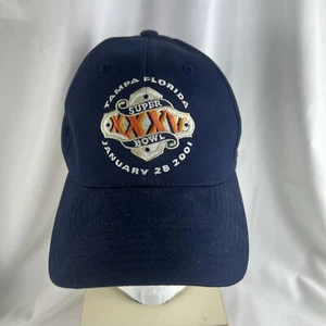 Super Bowl 35 Tampa Florida Ball Cap 2001 NFL Giants vs Ravens Annco Navy Blue - Picture 1 of 9
