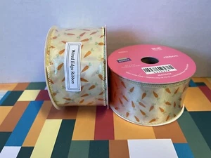 Lot of two new rolls Easter carrots wired edge ribbon 2” x 30’ per roll yellow - Picture 1 of 3