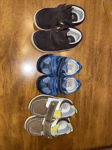 Lot of 3 Pairs Clarks Toddler Shoes Sz 5(blue) 6.5(brown/yellow) 7(dark brown) - Picture 1 of 11