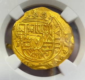 MEXICO 1715 8 ESCUDOS NGC 62 1715 FLEET PIRATE GOLD SHIPWRECK COINS TREASURE - Picture 1 of 10