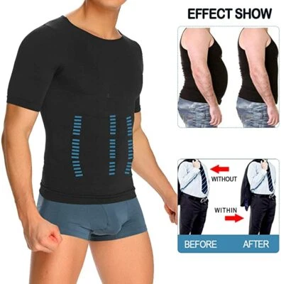 Men Stomatch Slimming Body Shaper Vest Abs Abdomen Compression Shirt Undershirt - Image 1 of 4