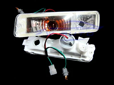 MITSUBISHI L200 FRONT INDICATORS CRYSTAL CLEAR 1 PAIR BUMPER LIGHTS LAMPS 96-05 - Image 1 of 4
